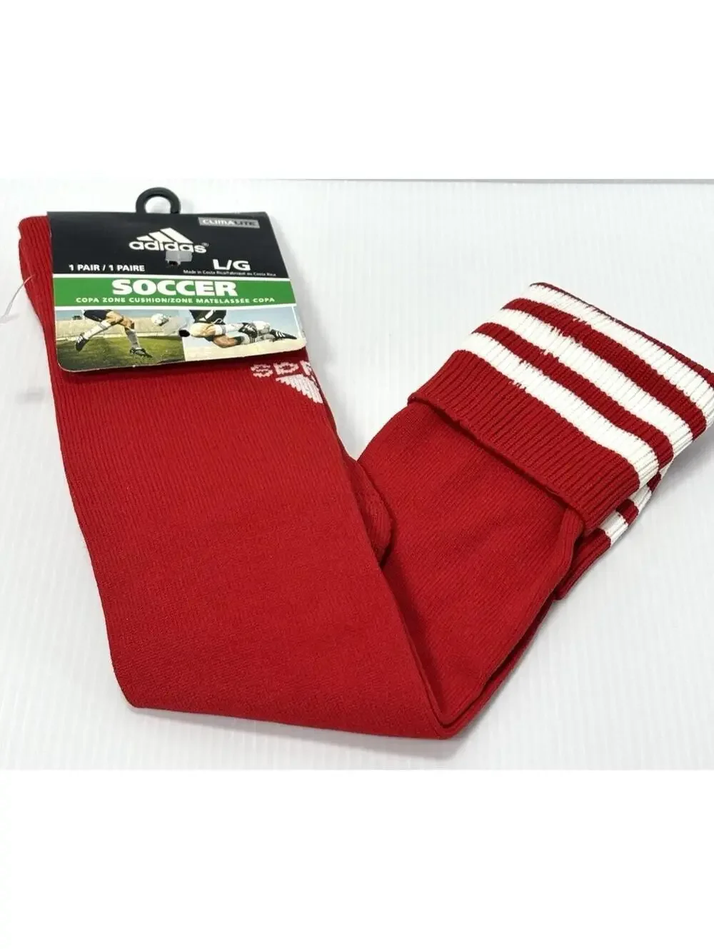adidas Soccer Socks Over The Calf Cushioned Performance Red White Men’s Size L/G